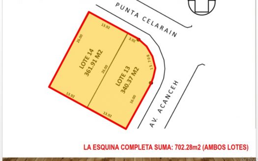 ID 114 Terreno Supermanzana 11 Av. Acanceh Lote 13 y 14